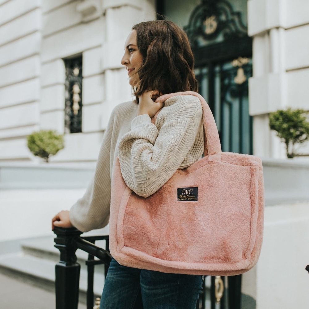 Pink Faux Fur Tote Bag